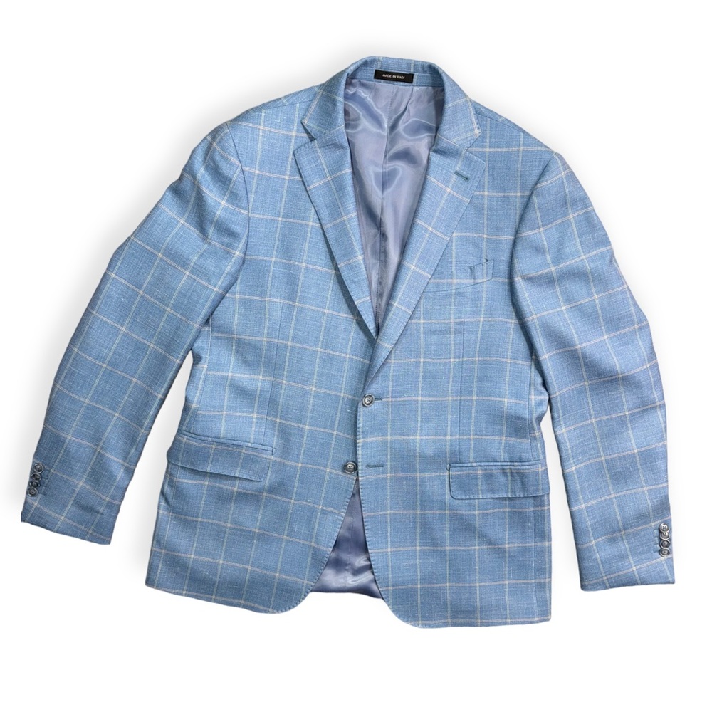 Blue Men Blazer Linen-Blend Sport Coat